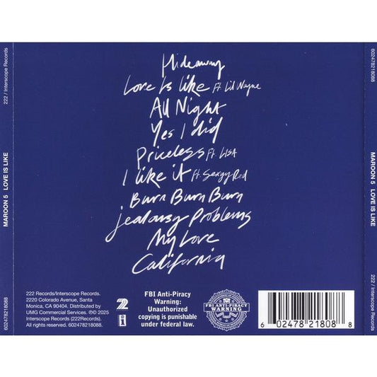 マルーン5 CD アルバム MAROON 5 LOVE IS LIKE 輸入盤